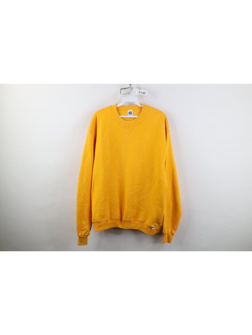 Vintage 80s 90s Russell Athletic Mens Large Blank Crewneck Sweatshirt Yellow USA